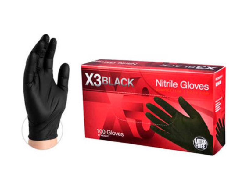 X3 Black Nitrile gloves 100 - by ammex