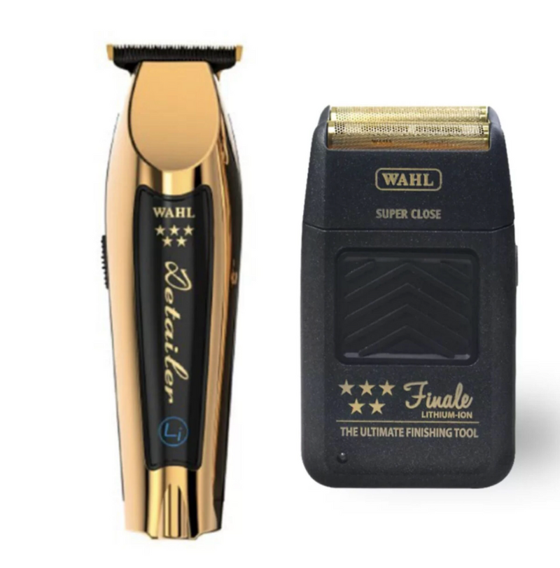 Wahl Pro 2pc Gold Limited Edition Combo – Gold Detailer li Cordless, Black Finale Shaver