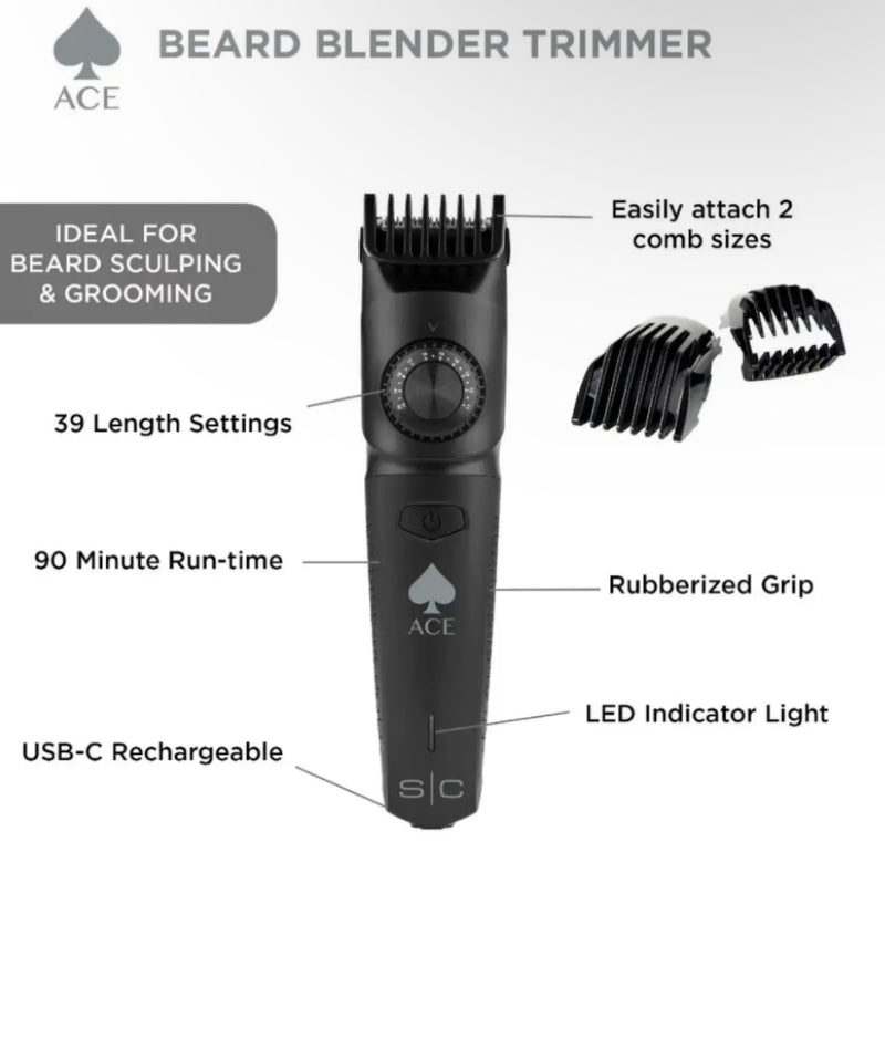 Style craft s|c ace beard blender trimmer – professional cordless hair trimmer with usb-c charging – SC413B