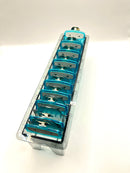 light blue Clear Clipper premium guards set with metal clip – fits wahl and babyliss (1-8, 0.5, 1.5) Tray included