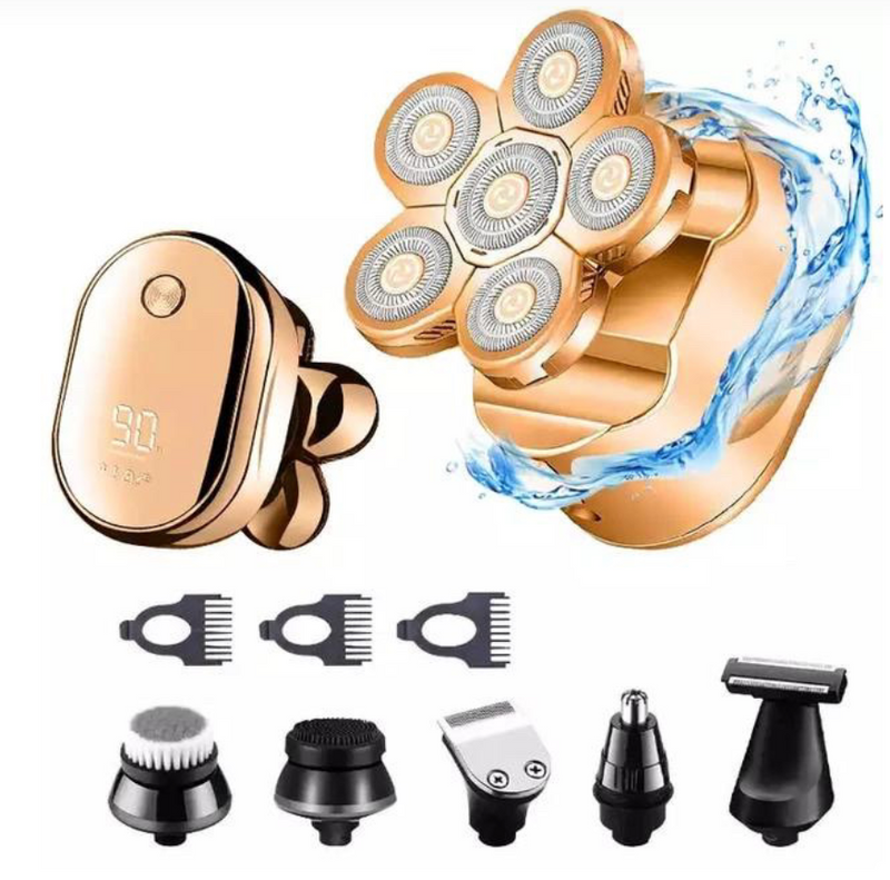 Electric Cordless Head Skull Bald Shaver – 6 round Blade heads 