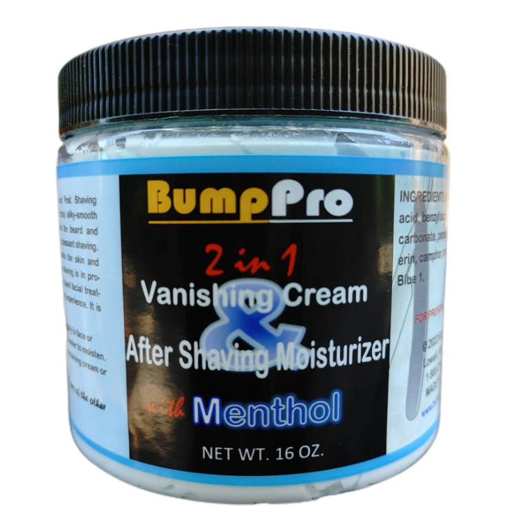 BumpPro 2 in 1 Vanishing Cream and Aftershave Moisturizer with Menthol 16oz