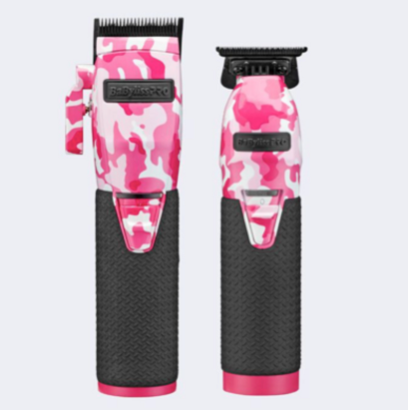 BABYLISSPRO LIMITEDFX COLLECTION EDITION PINK CAMO METAL LITHIUM CLIPPER AND TRIMMER COMBO