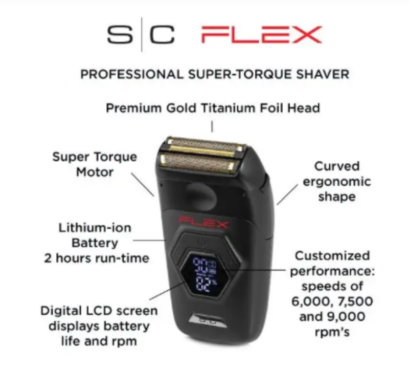 StyleCraft S|C Flex – Electric Foil Shaver with Super Torque Motor, Gold Titanium Foil Head