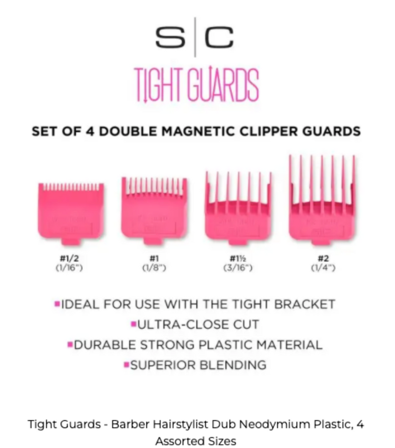 STYLECRAFT S|C Tight Guards – Barber Hairstylist Dub Neodymium Plastic, 4 Assorted Sizes
