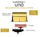 Gamma+ Gold Titanium Single Foil Head with Echo and Forged Cutters for the Uno Shaver GP554G