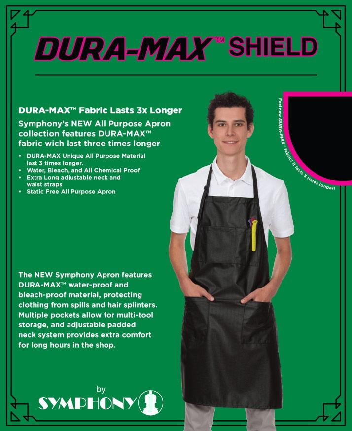 symphony dura max unisex black apron.