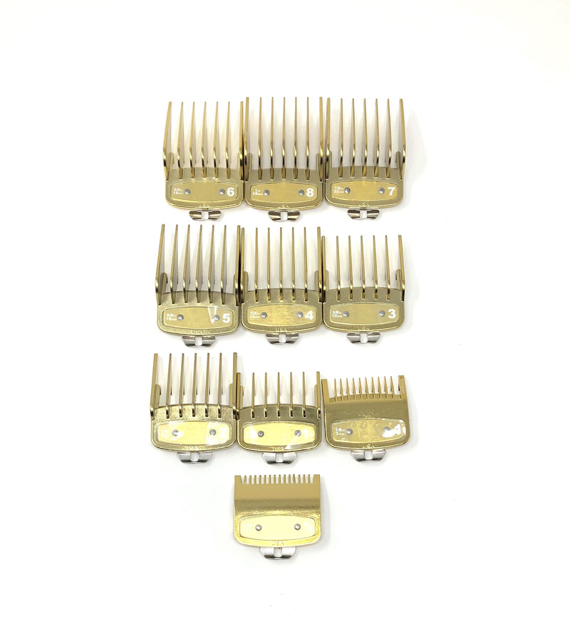 Gold Clipper premium guard set with metal clip -  fits wahl and babyliss (1-8, 0.5, 1.5)