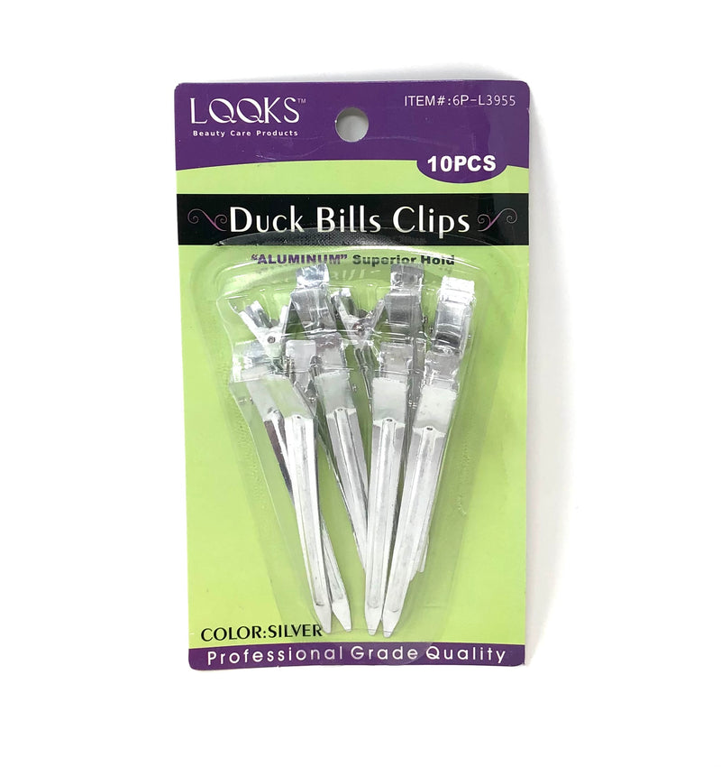 LOOKS Duck Bills hair Clips 10pcs – silver aluminum