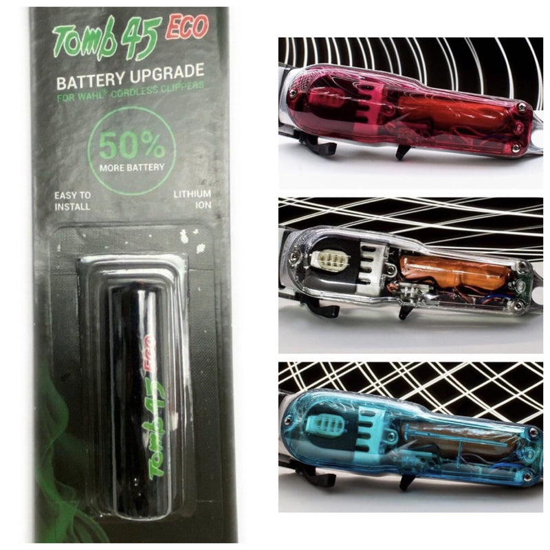 Tomb45 Eco Battery Upgrade For WAHL Cordless Clippers with a Free Transparent Lid