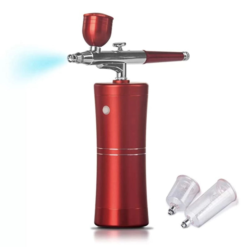 Cordless Airbrush System Compressor with additional Capacity Cups – Red