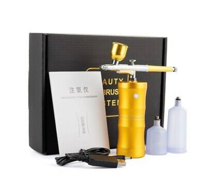 Cordless Airbrush System Compressor with additional Capacity Cups – gold
