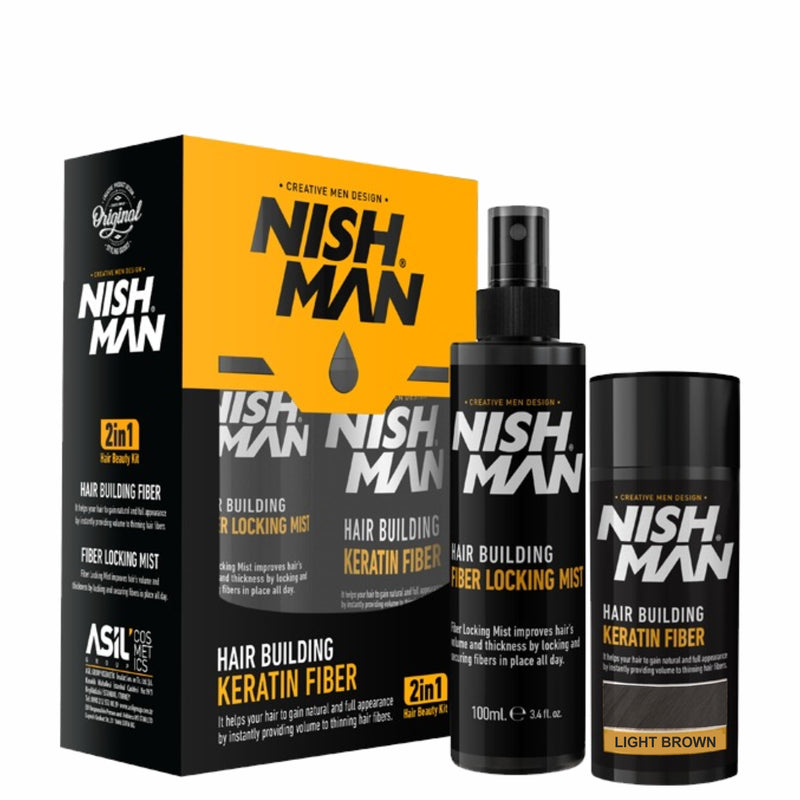 NISHMAN Hair Building Keratin Fiber Kit 21g with Locking mist 2 in 1 – Multi colors