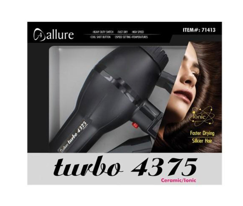 Allure Turbo 4375 Tourmaline Ceramic ionic Black Hair Blow Dryer