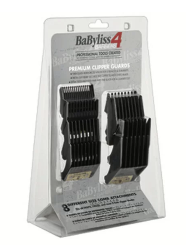 BaBylissPRO BaByliss4Barbers Premium Clipper Guards Set 8pc Guides with Gold Metal Clip FXPCG