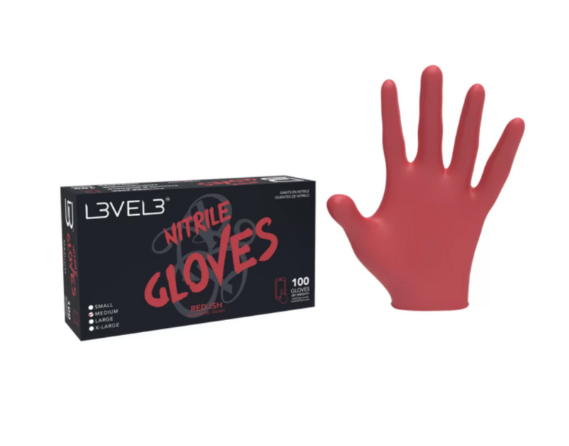 L3VEL3™ PROFESSIONAL NITRILE GLOVES 100ct – RED_ISH