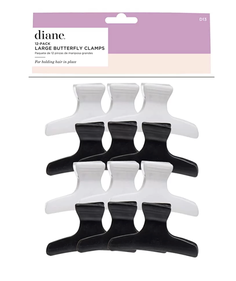 Diane Large Butterfly Clamps 12pk 3.25” Black and White D13