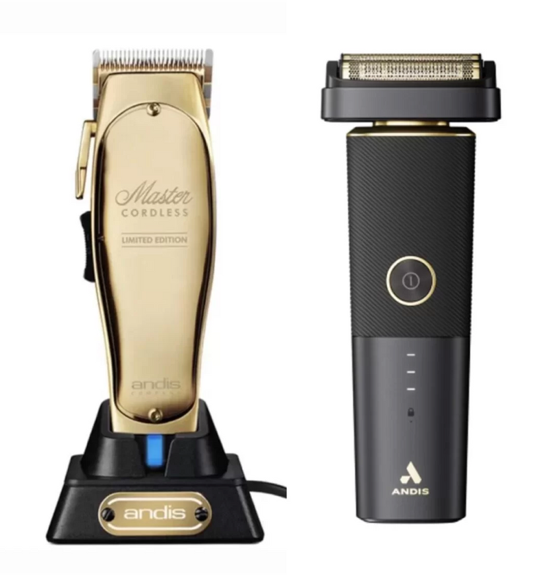 Andis 2pc Cordless Combo – Limited Gold Cordless Master & Cordless reSURGE shaver