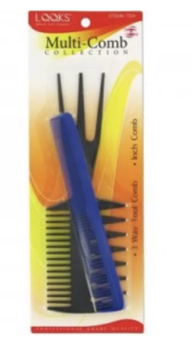 looks 3 way comb with free taper comb