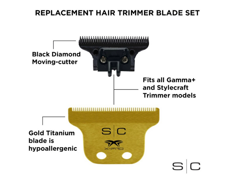 StyleCraft S|C CLASSIC Gold X-Pro Fixed Trimmer Blade with DLC Deep Tooth Cutter