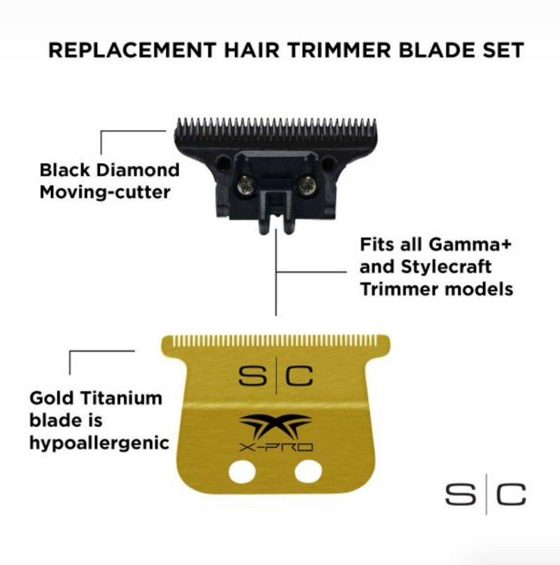 StyleCraft S|C Gold X-Pro Wide Fixed Trimmer Blade with DLC Deep Tooth Cutter