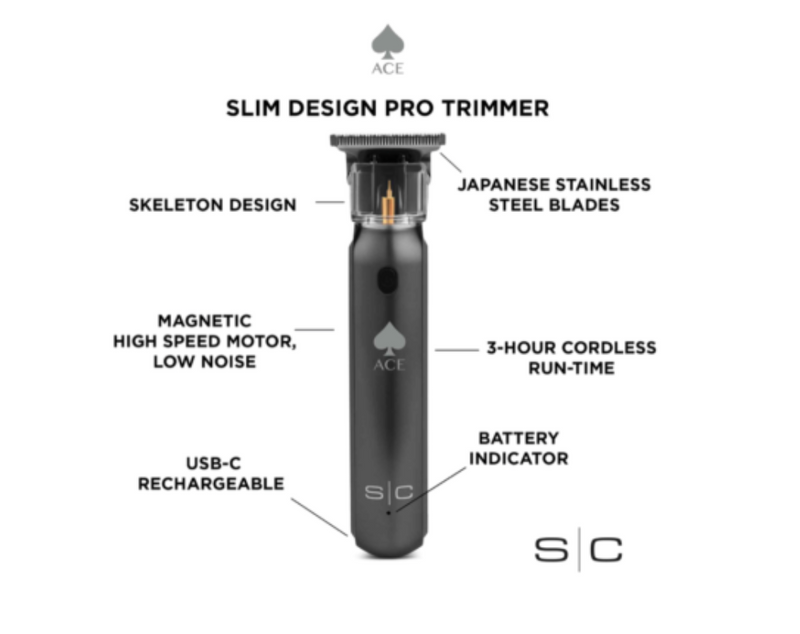 StyleCraft S|C ACE Electric Cordless Trimmer with Universal USB-C