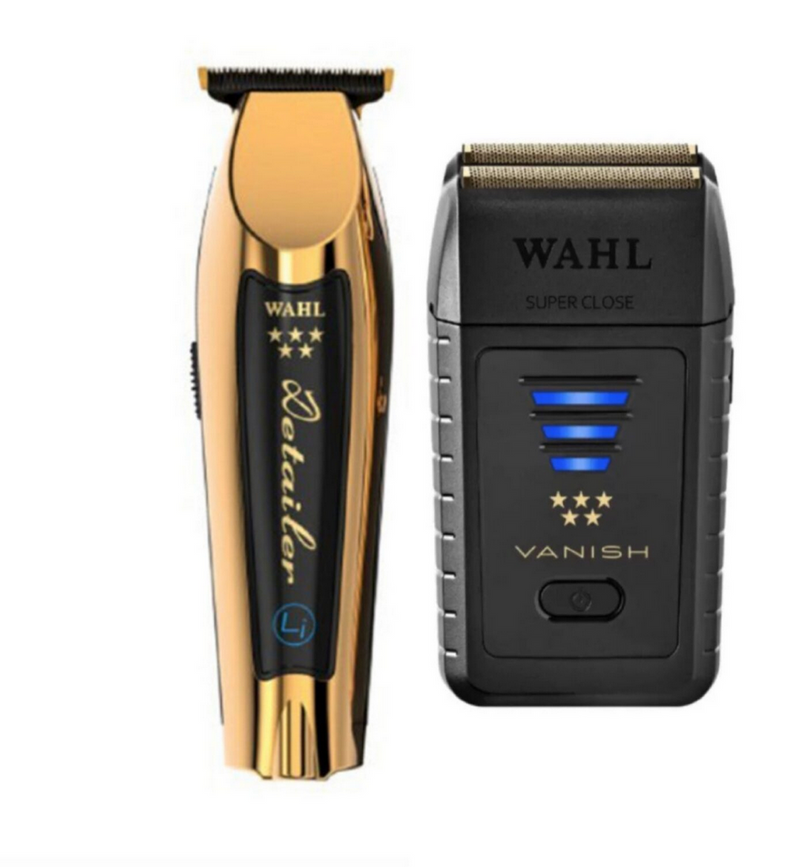 Wahl Pro 2pc Gold Limited Edition Combo – Gold Detailer li Cordless, Black Vanish Shaver