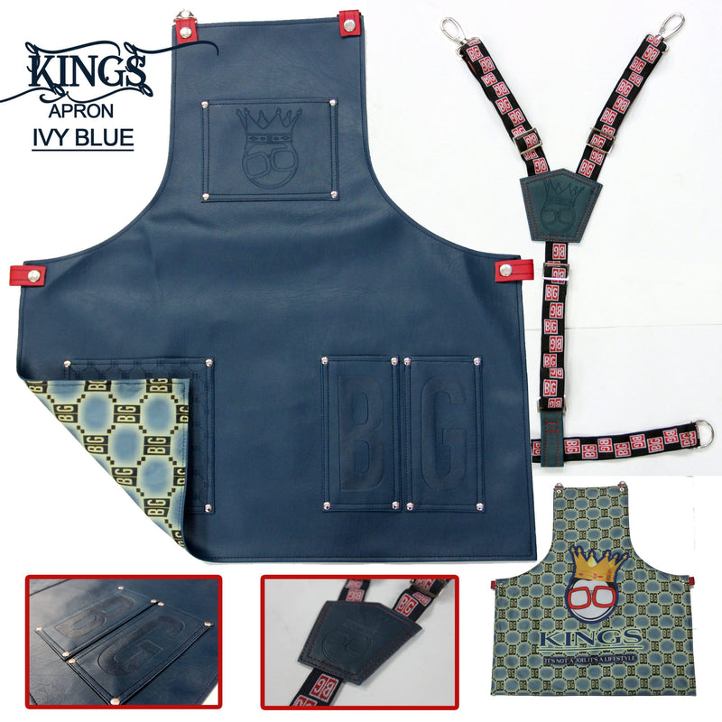 BarberGeeks Xl King's Ivy Blue Apron With Y-Strap.