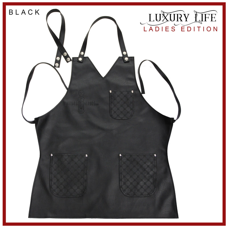 BarberGeeks LUXURY LIFE APRON LADIES EDITION – Black with red stiches
