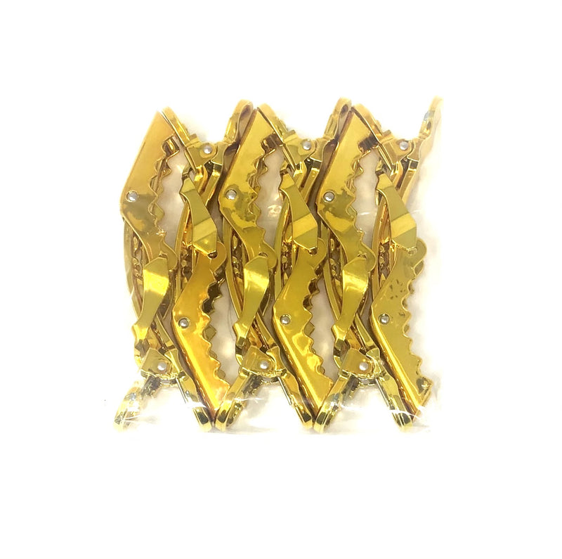 Gold big lock gator hair clips – 6 pack