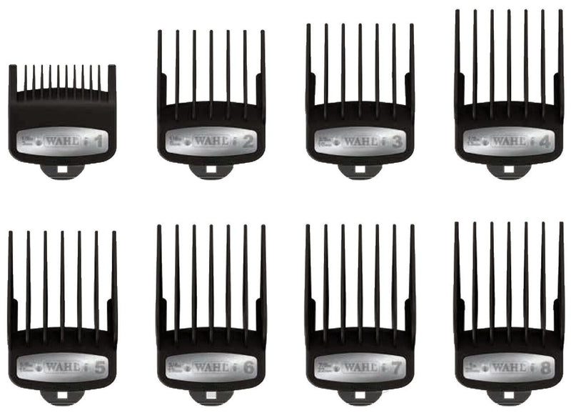 Wahl premium cutting guides with metal clip - 8 guides with organizer